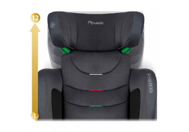 Scaun auto cu ISOFIX Nukido Louis Soft Grupa 100-150 cm (15-36 Kg) i-Size omologare R129 - Negru Gri