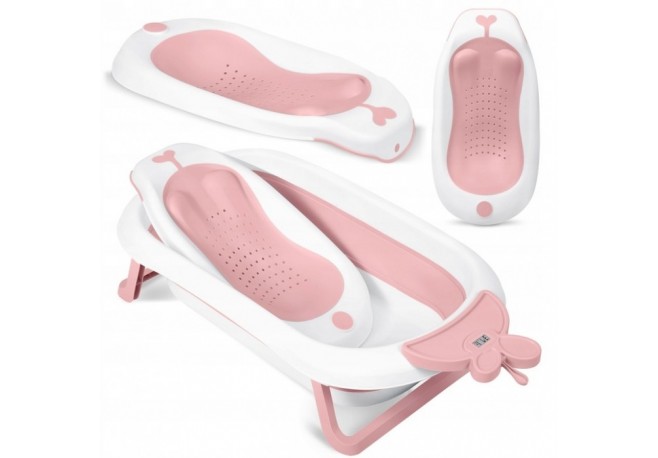 Cadita de baie cu dop de scurgere suport cu insertie si termometru Ricokids RK-282 - Roz