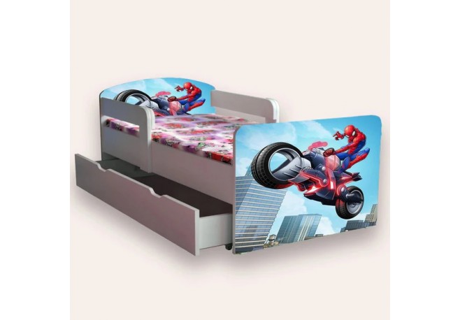 Pat copii cu saltea si sertar Spiderman 4