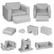 Canapea extensibila modulara pentru copii 2 locuri 8 bucati Ecotoys TMSRT-13 - Gri