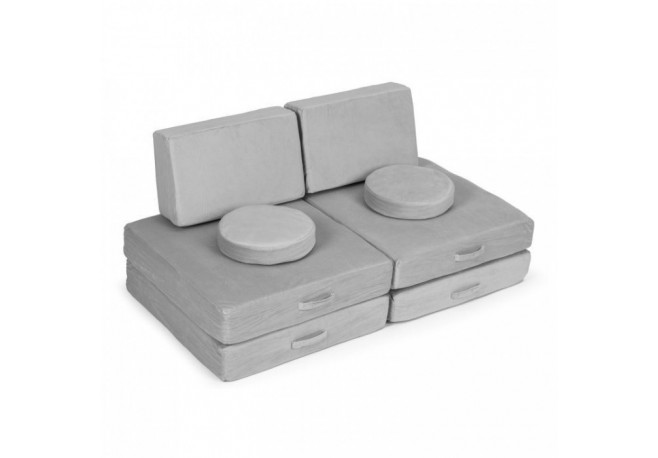 Canapea extensibila modulara pentru copii 2 locuri 8 bucati Ecotoys TMSRT-14 - Gri