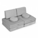 Canapea extensibila modulara pentru copii 2 locuri 8 bucati Ecotoys TMSRT-14 - Gri