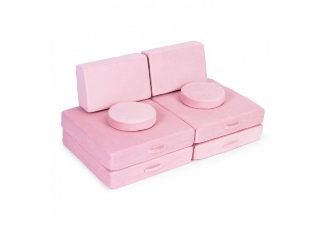 Canapea extensibila modulara pentru copii 2 locuri 8 bucati Ecotoys TMSRT-14 - Roz