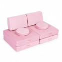 Canapea extensibila modulara pentru copii 2 locuri 8 bucati Ecotoys TMSRT-14 - Roz