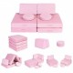 Canapea extensibila modulara pentru copii 2 locuri 8 bucati Ecotoys TMSRT-14 - Roz