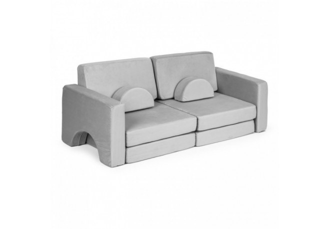 Canapea extensibila modulara pentru copii 2 locuri 10 bucati Ecotoys TMSRT-15 - Gri