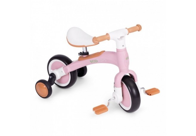 Bicicleta cu pedale 3 in 1 si roti ajutatoare Ecotoys LC-V1359 - Roz