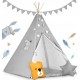 Cort De Joaca Pentru Copii Cu ghirlanda Lumini covoras si 2 pernite Ricokids 120 X 120 X 165 Cm - Gri