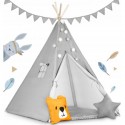 Cort De Joaca Pentru Copii Cu ghirlanda Lumini covoras si 2 pernite Ricokids 120 X 120 X 165 Cm - Gri
