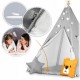Cort De Joaca Pentru Copii Cu ghirlanda Lumini covoras si 2 pernite Ricokids 120 X 120 X 165 Cm - Gri