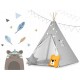 Cort De Joaca Pentru Copii Cu ghirlanda Lumini covoras si 2 pernite Ricokids 120 X 120 X 165 Cm - Gri