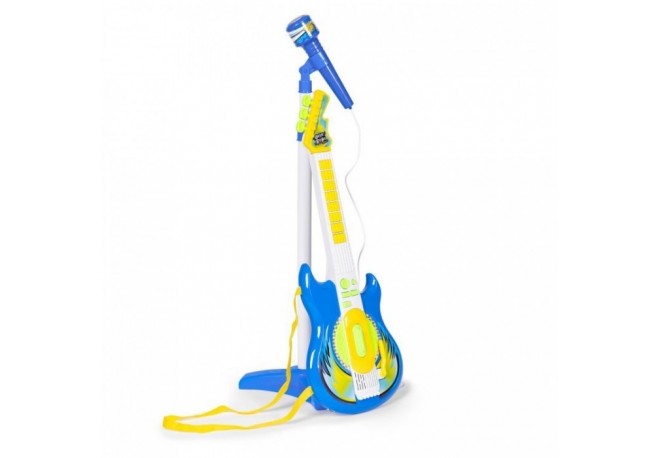 Chitara electrica si 2 microfoane pentru copii Ecotoys HC342076 - Albastru