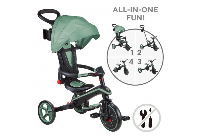Tricicleta Globber Explorer 4 in 1 pliabila culoare verde pal