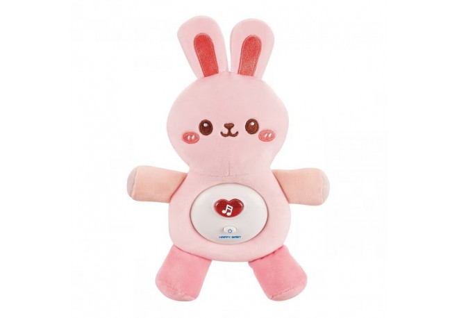 Jucarie de plus iepuras pentru bebelusi Chipolino cu lumini si melodii pink