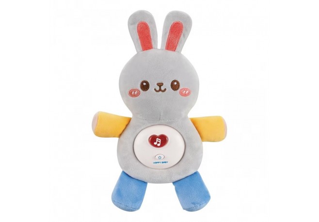 Jucarie de plus iepuras pentru bebelusi Chipolino cu lumini si melodii grey
