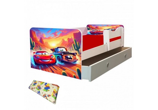 Pat copii junior Fulger McQueen-saltea ,sertar