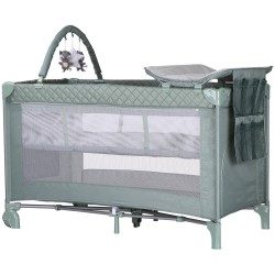 Patut pliabil cu saltea de infasat Chipolino Luna basil