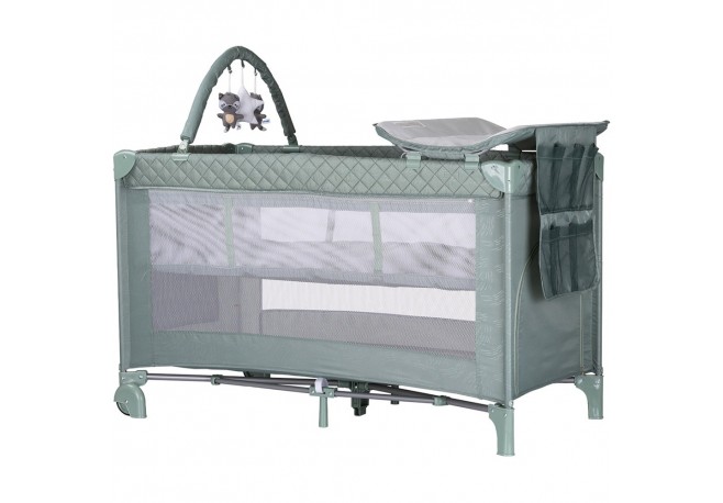 Patut pliabil cu saltea de infasat Chipolino Luna basil