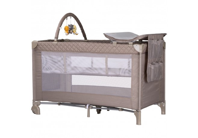 Patut pliabil cu saltea de infasat Chipolino Luna tiramisu