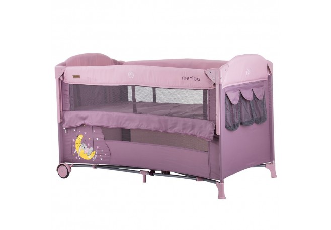 Patut pliabil Chipolino Merida blush cu laterala culisanta