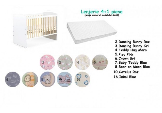 Pachet 3 in 1 Karolina alb-natur 120x60