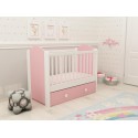 Patut cu sertar MyKids HAPPY cu leganare Alb-Roz D120