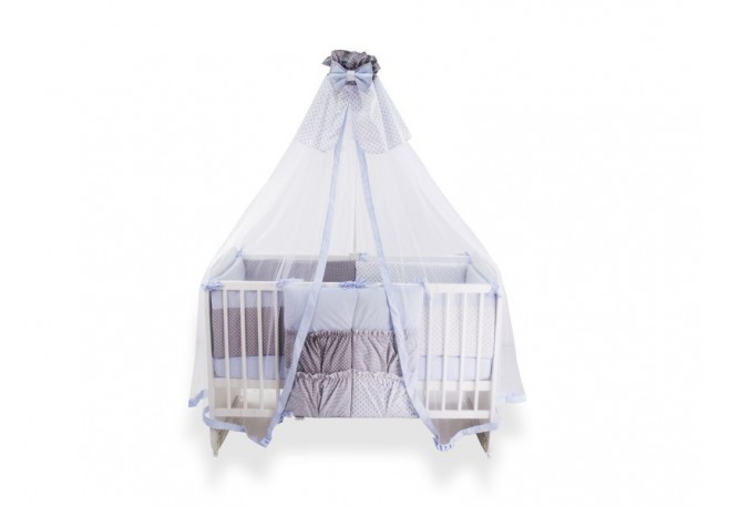Lenjerie MyKids Dots Blue-Grey 11 Piese 120x60 cm