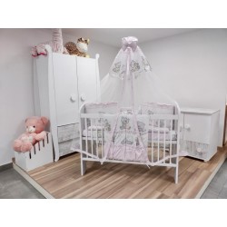 Lenjerie MyKids Teddy Toys Roz M1 7 Piese 120x60 cm