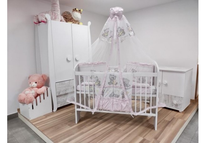 Lenjerie MyKids Teddy Toys Roz M1 7 Piese 120x60 cm
