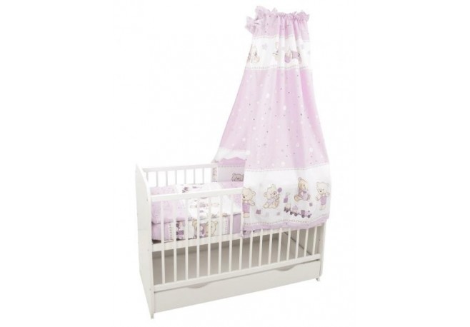 Lenjerie MyKids Teddy Toys Roz M1 5 piese 140x70 cm