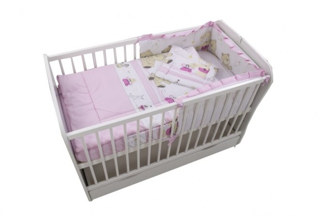 Lenjerie MyKids Teddy Play Pink M1 4 Piese 140x70