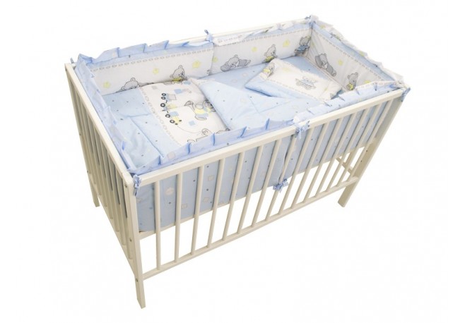 Lenjerie MyKids Teddy Toys Blue M2 4+1 Piese 140x70