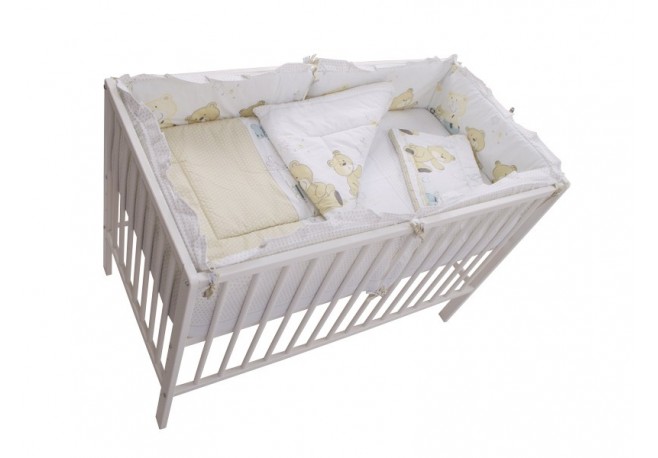 Lenjerie MyKids Teddy Play Bej 4+1 Piese M1 120x60