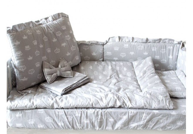 Lenjerie MyKids Coronite Gri 4 Piese 120x60