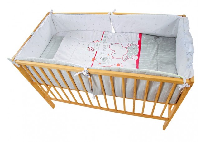 Lenjerie MyKids My Zoo Rosu 4+1 Piese 120x60 cm