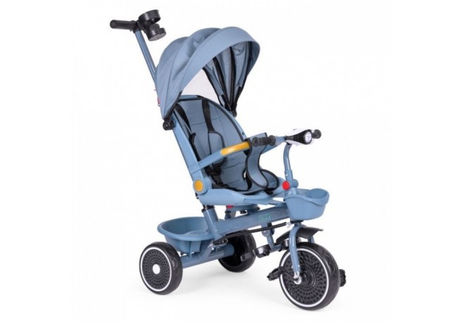 Tricicleta 2 in 1 pentru copii scaun rotativ 360 roti din spuma EVA Ecotoys WQL-066-18 - Albastru