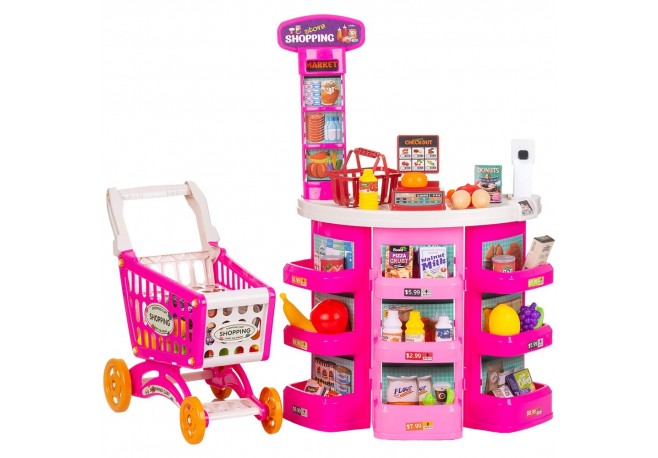 Set jucarie Chipolino Supermarket 78 cm cu lumini sunete si 76 accesorii