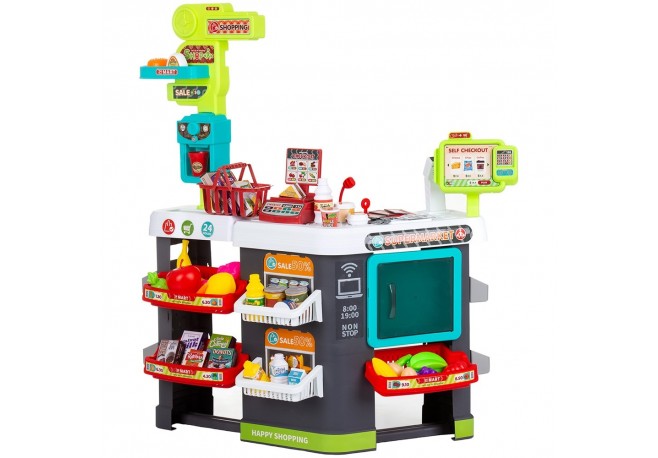 Set jucarie Chipolino Supermarket 87 cm cu lumini sunete si 81 accesorii