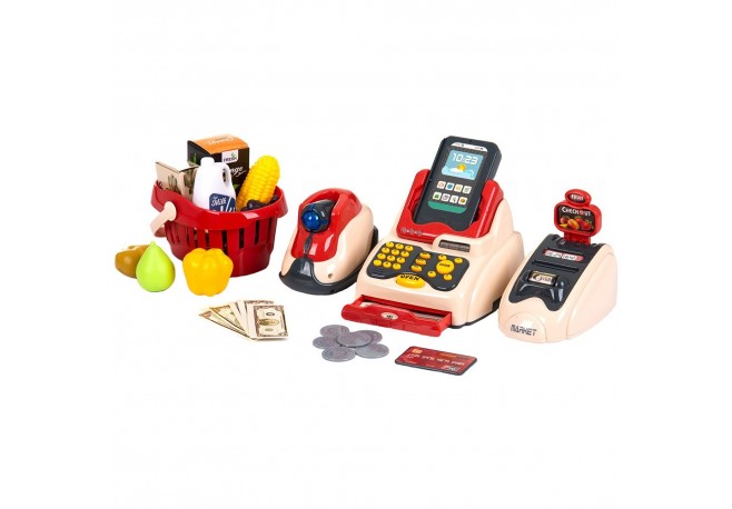 Set jucarie Chipolino Cash Register cu lumini sunete si 24 accesorii