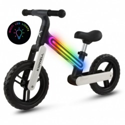 Bicicleta fara pedale cadru nailon cu LED roti EVA Kidwell SUNO - Alb-Negru