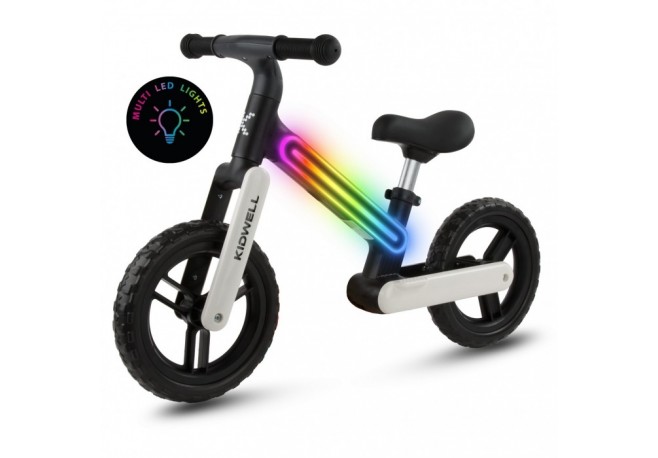 Bicicleta fara pedale cadru nailon cu LED roti EVA Kidwell SUNO - Alb-Negru