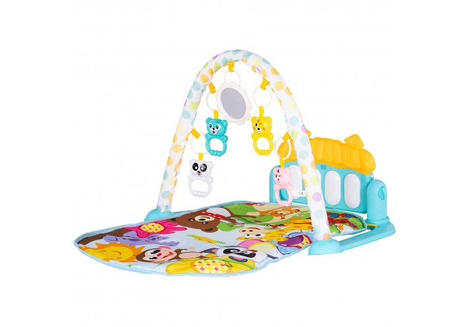 Covoras de joaca cu pian Chipolino Zoo Party blue