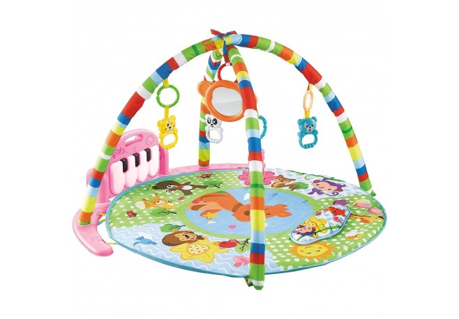 Covoras de joaca cu pian Chipolino Happy Cangaroo pink