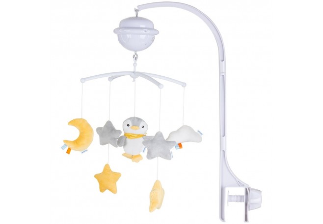 Carusel muzical pentru patut cu proiector Chipolino Penguin