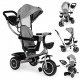 Tricicleta 2 in 1 pentru copii scaun rotativ 360 roti din spuma EVA Ecotoys WQL-066-52 - Gri
