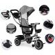 Tricicleta 2 in 1 pentru copii scaun rotativ 360 roti din spuma EVA Ecotoys WQL-066-52 - Gri