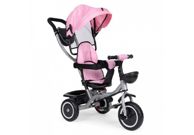Tricicleta 2 in 1 pentru copii scaun rotativ 360 roti din spuma EVA Ecotoys WQL-066-52 - Roz
