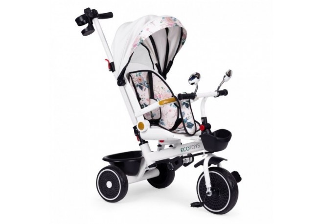 Tricicleta pentru copii scaun rotativ 360 roti din spuma EVA Ecotoys WQL-186 - Alb