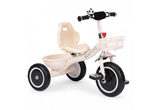 Tricicleta cu pedale pentru copii roti din spuma EVA Ecotoys WQL-1999 - Bej
