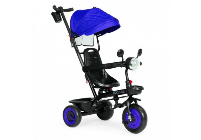 Tricicleta 3 in 1 pentru copii scaun rotativ 360 roti din spuma EVA Ecotoys WQL-066-51 - Albastru